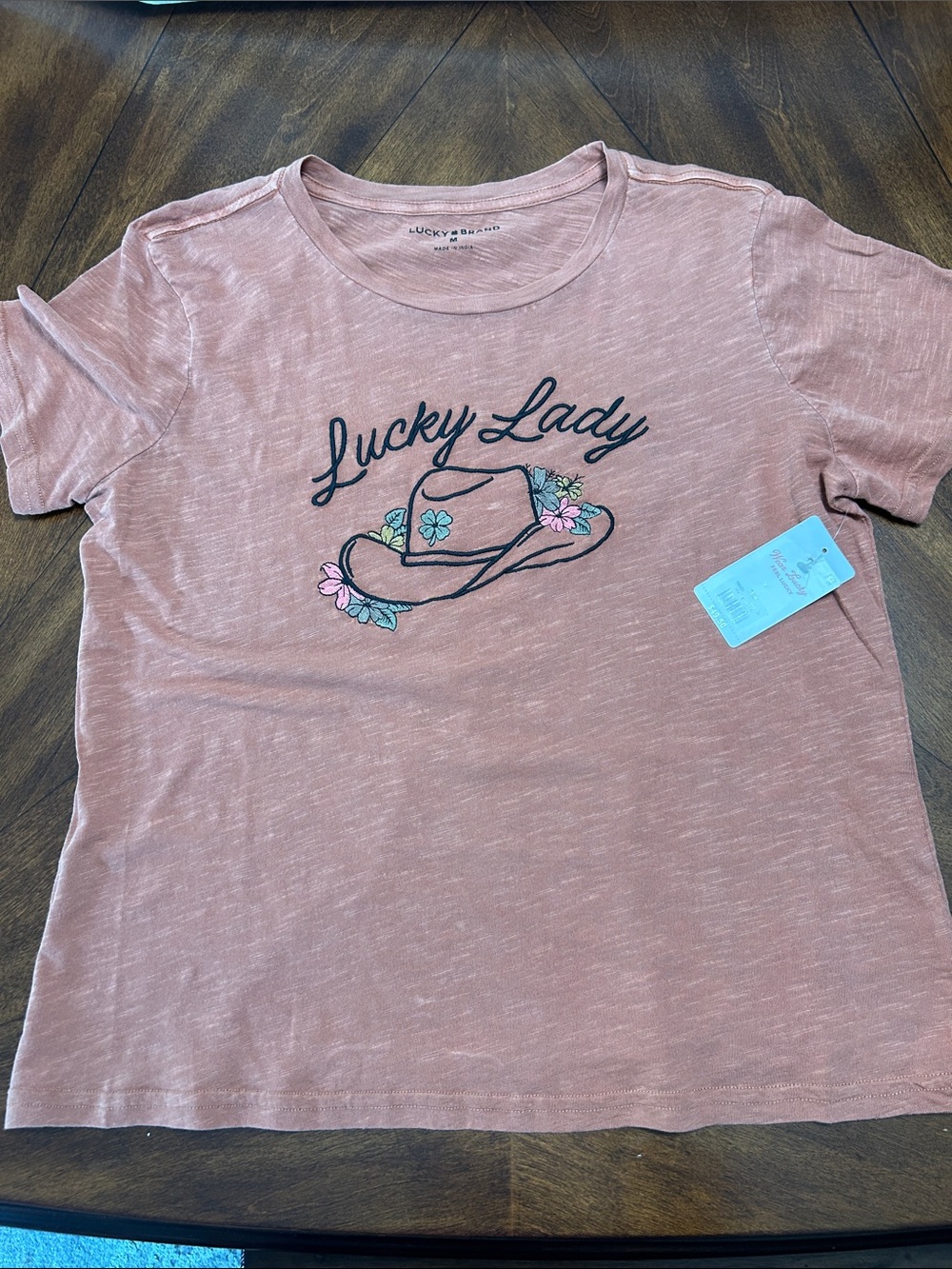 Lucky Brand Copper Brown 'Lucky Lady' Graphic Short Sleeve Tee